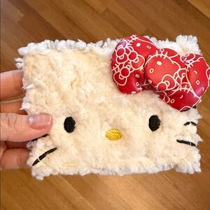 Hello kitty White and Red Fuzzy 3D bow Card Holder